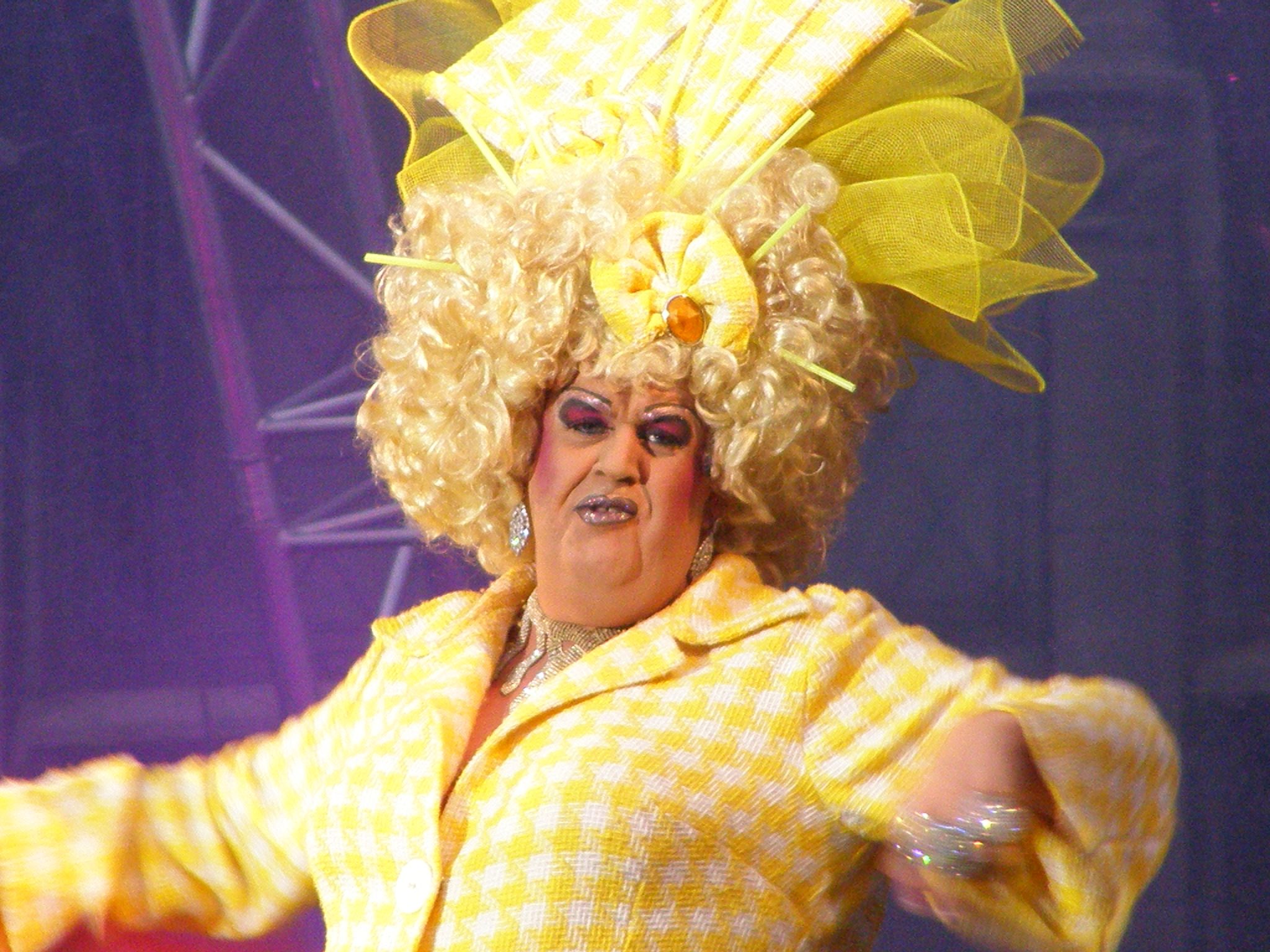 a woman dressed in a costume doing tricks on stage