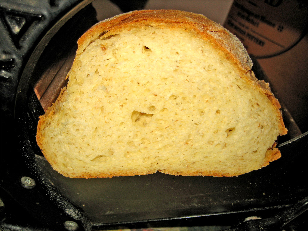 a close up of a piece of bread