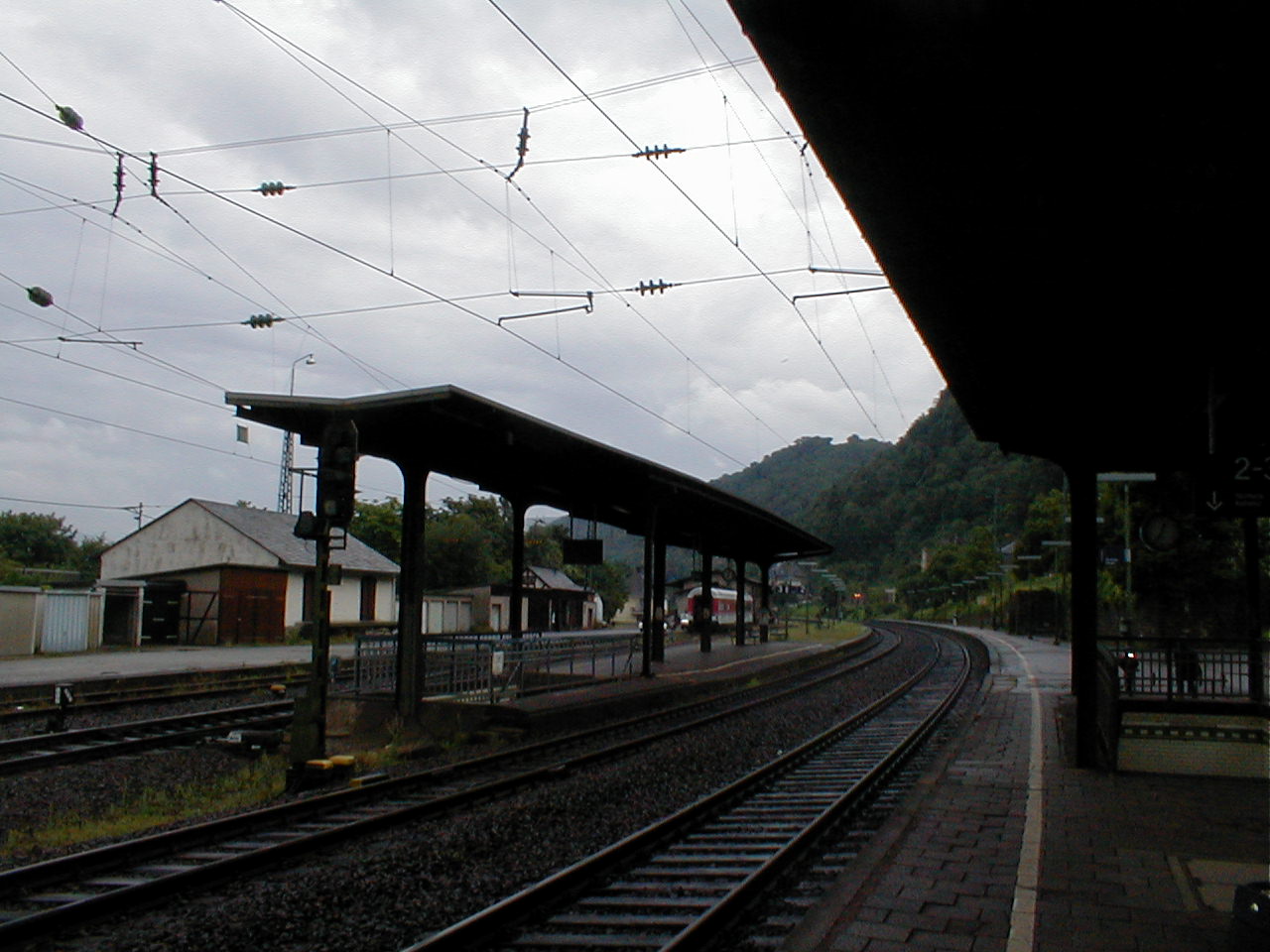 there is a empty train station near the track