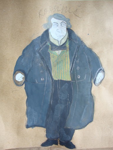 a painting of an older gentleman with a blue coat