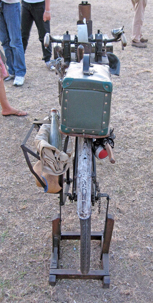 a bike with lots of tools attached to it