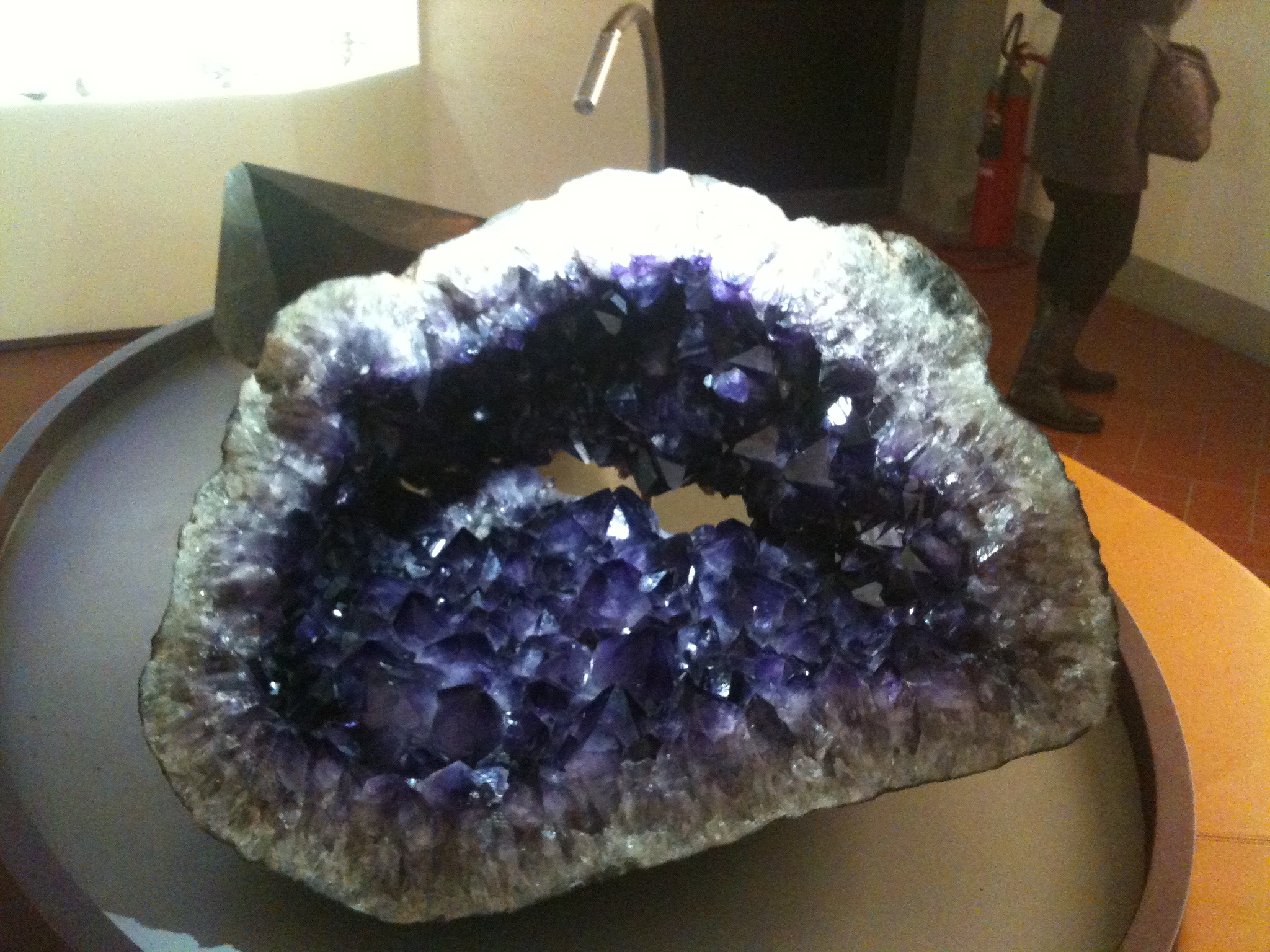 a very fancy rock with big purple crystals