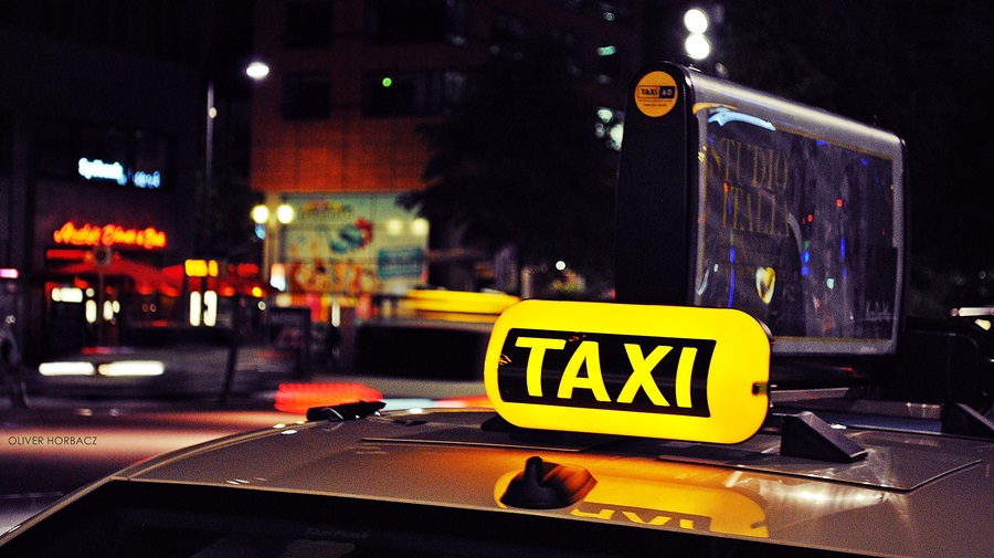 taxi light at night time with cab top