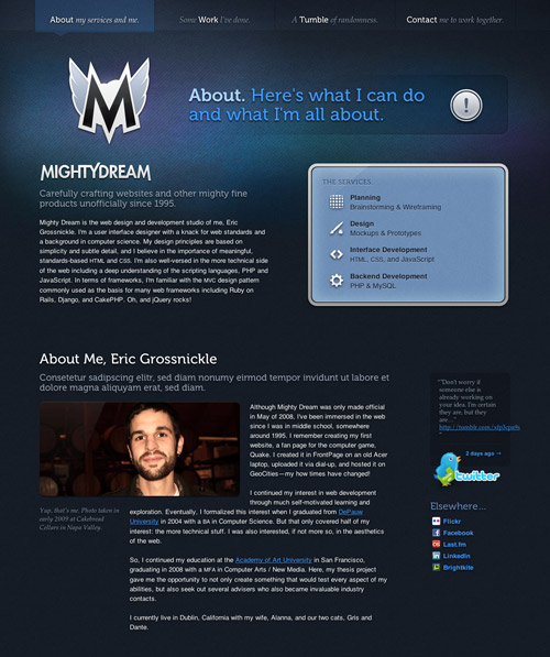 a website page with multiple colors and features