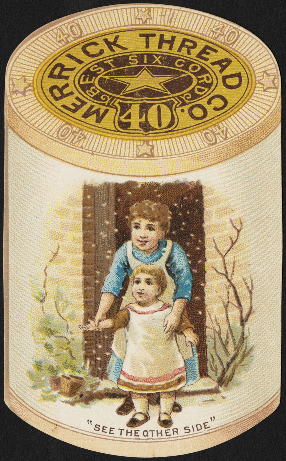 a picture of the back side of a bottle, with an illustration of a  holding a 