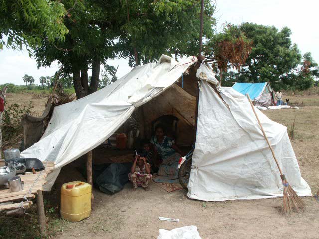 people in a shelter that has been set up
