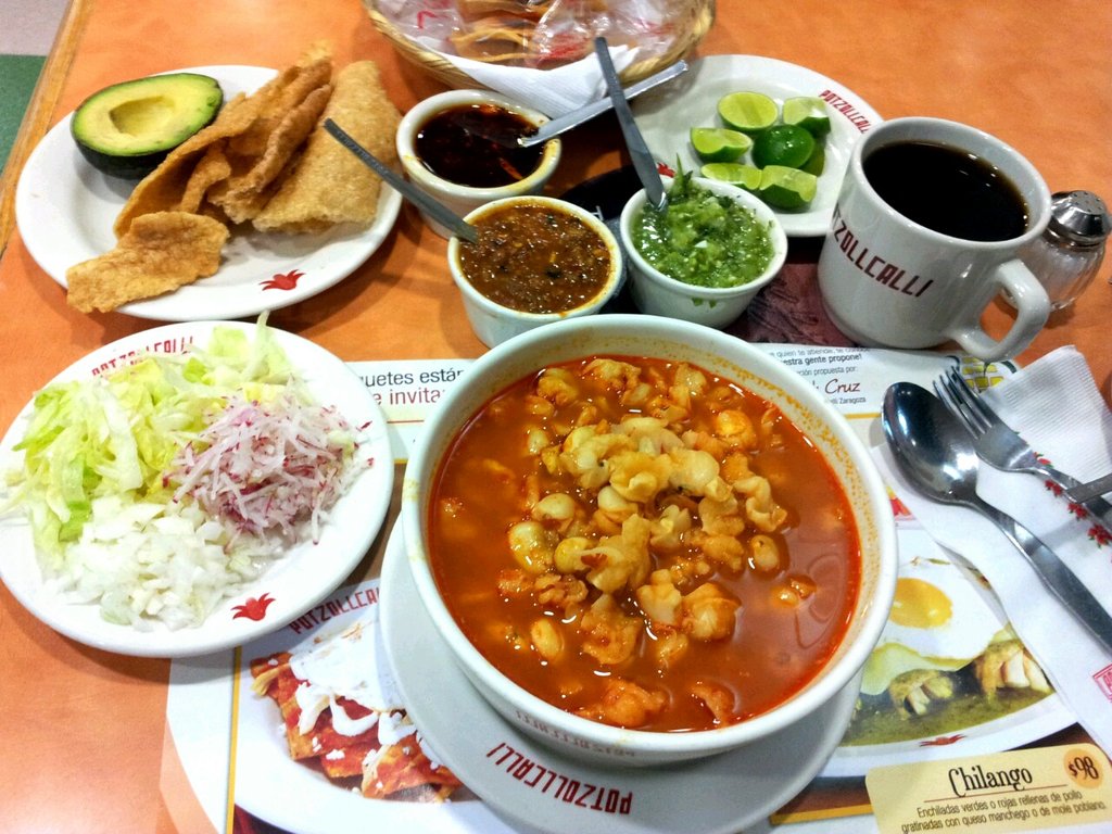 a table with different foods on it