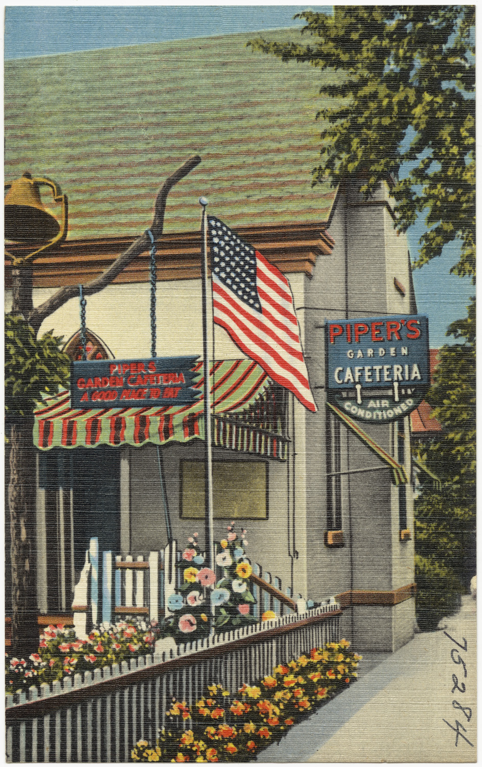 a painting of an american flag on a business