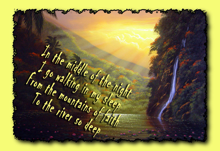 the sun is setting on a painting with the quote