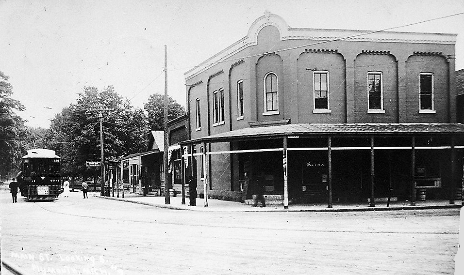 this is a black and white po of a city street