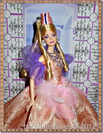 the barbie doll wearing a party dress and tiara
