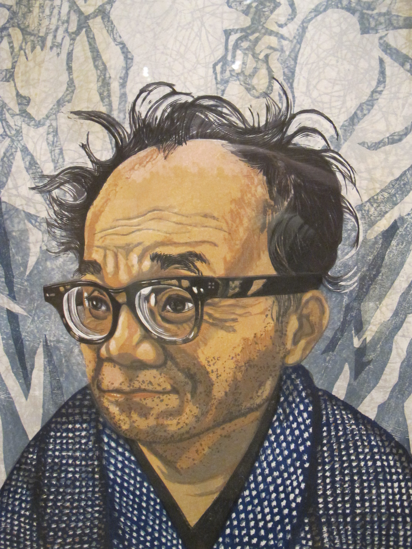 an image of a man in glasses on a painting