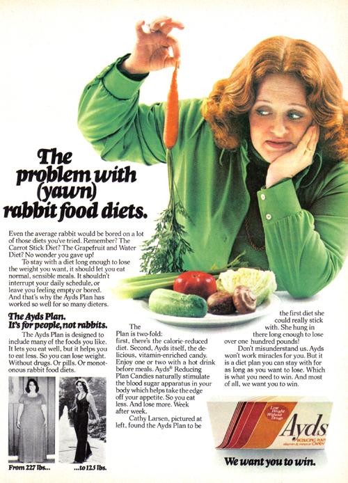 an advert for the women's health program with an attractive woman holding a carrot