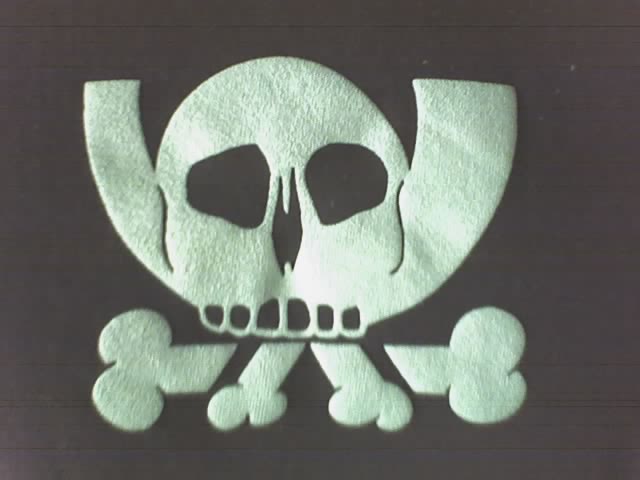 a paper cutout with a skull and crossbones on it
