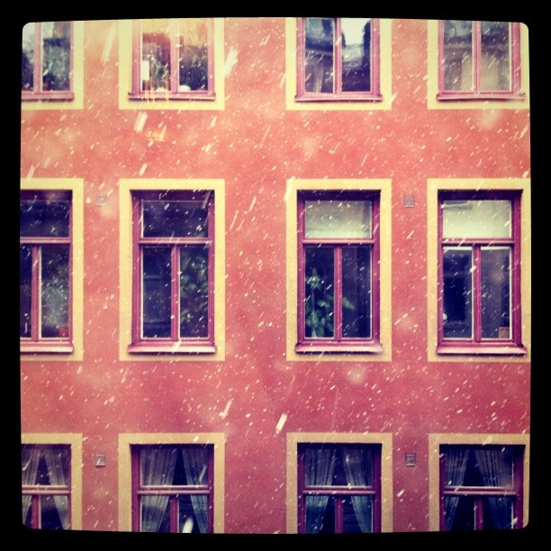 a window view of the side of a building