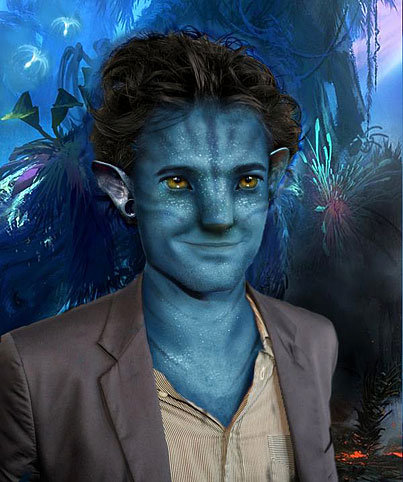 a man with blue makeup and facial art