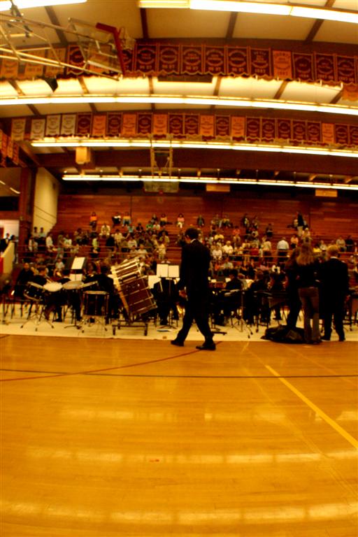 a group of people in a concert room