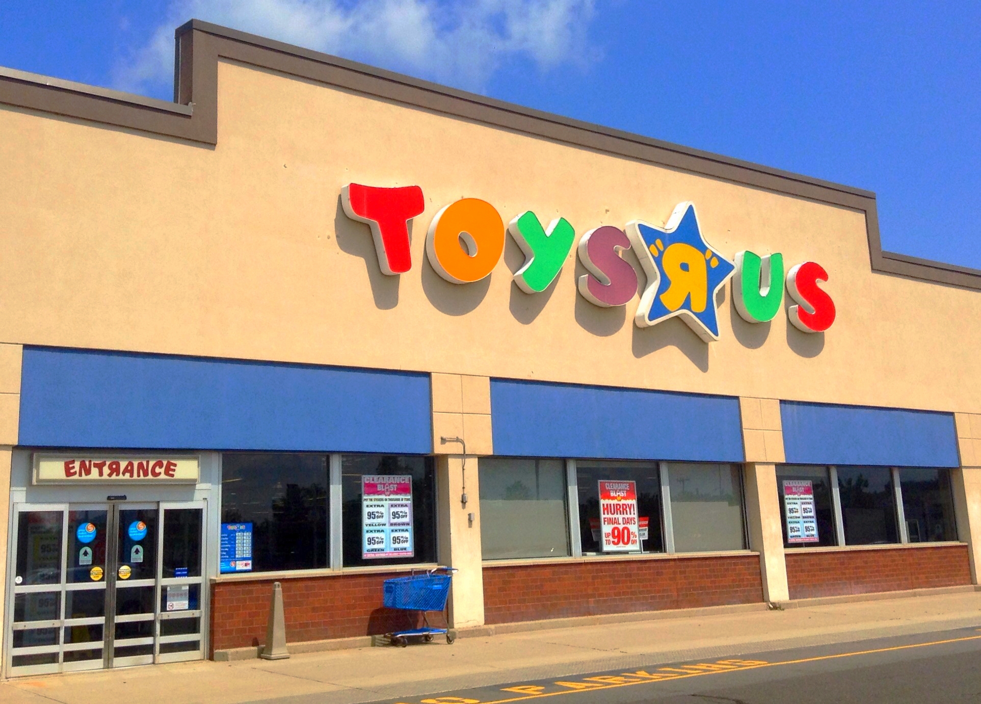a toys r us store on a city street
