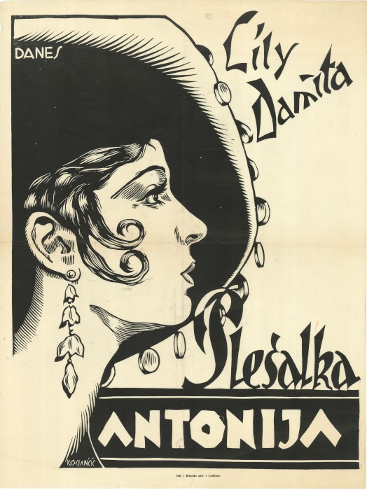 an old poster advertising the show with a woman