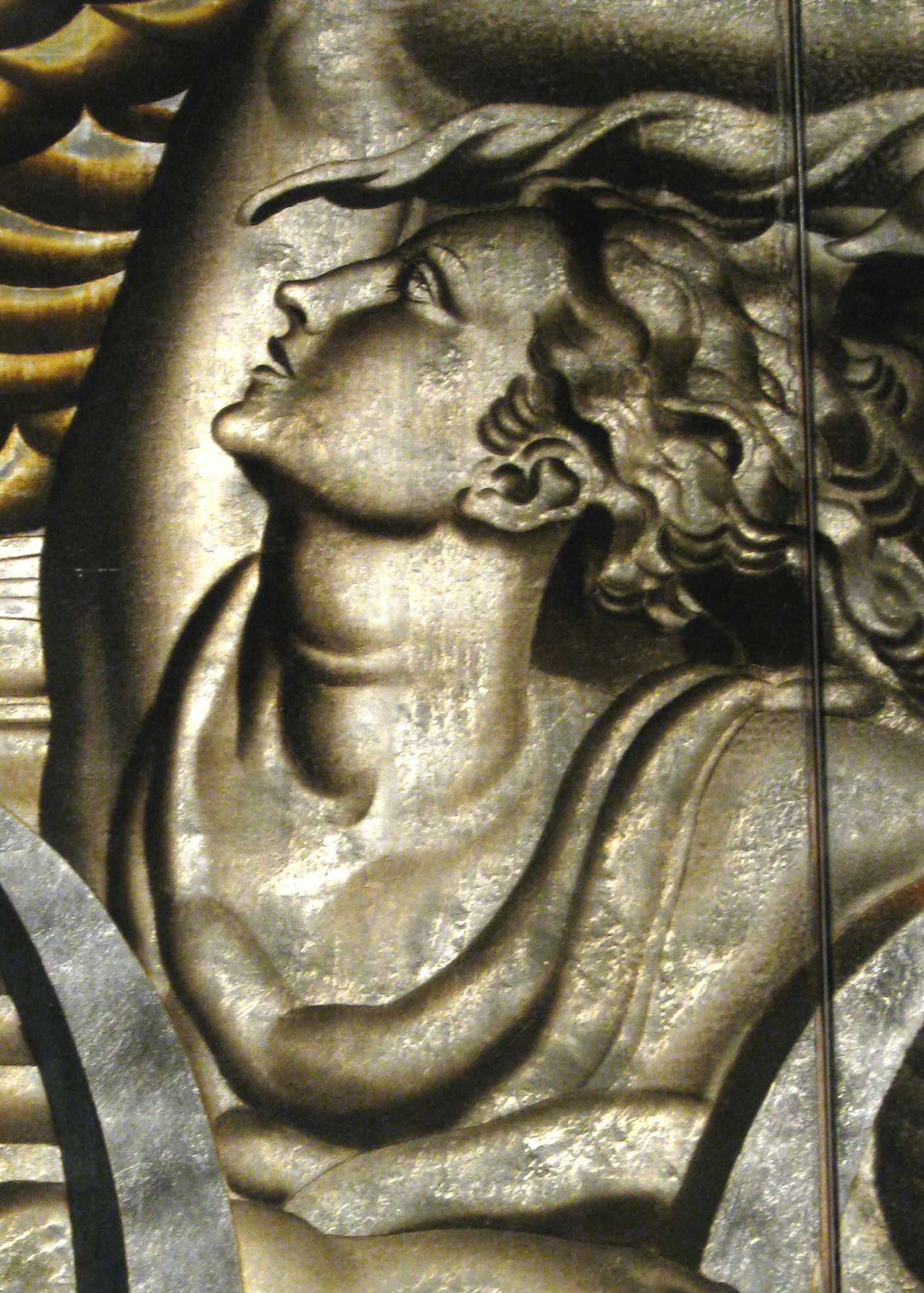 decorative decorative work of an elegant woman in gold and silver