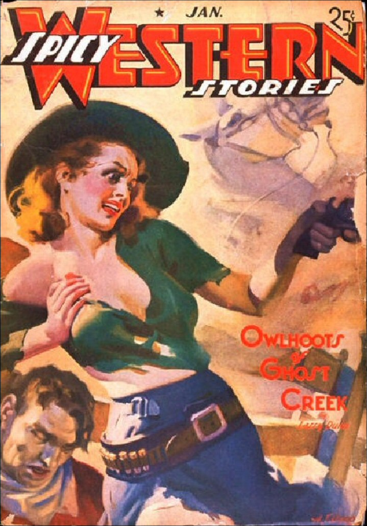 the cover to western comics shows a woman in a cowboy costume holding soing