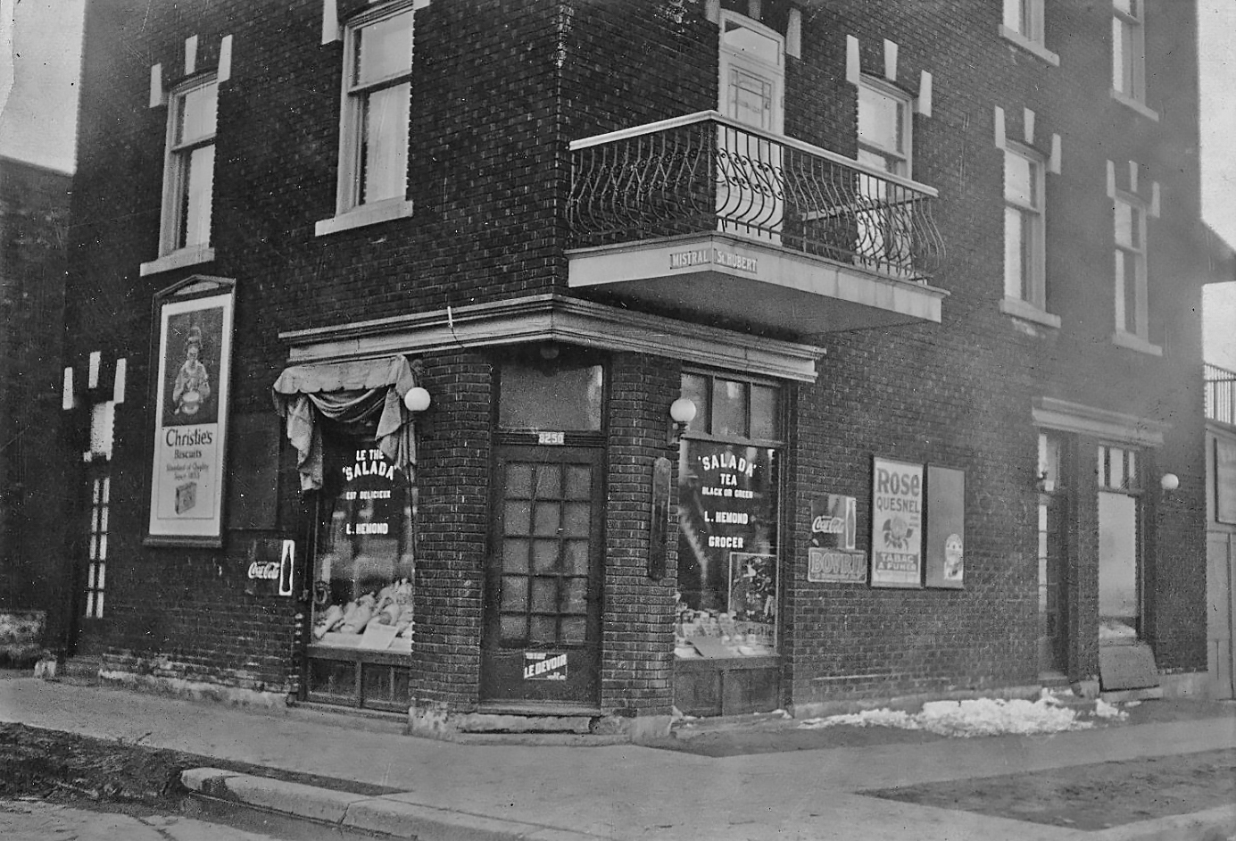 a building with many windows and signs on it