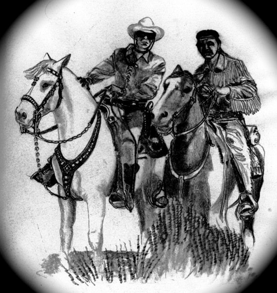 two men on horses wearing big hats and tails