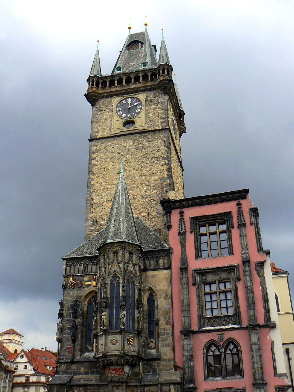 there is a very tall clock tower with windows