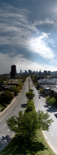 the city skyline can be seen from the top of an overlook