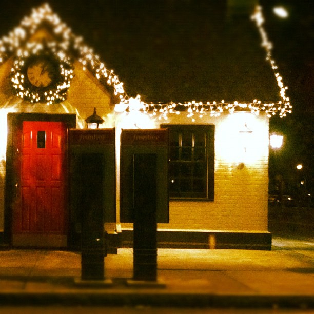 lights on the house and street outside it