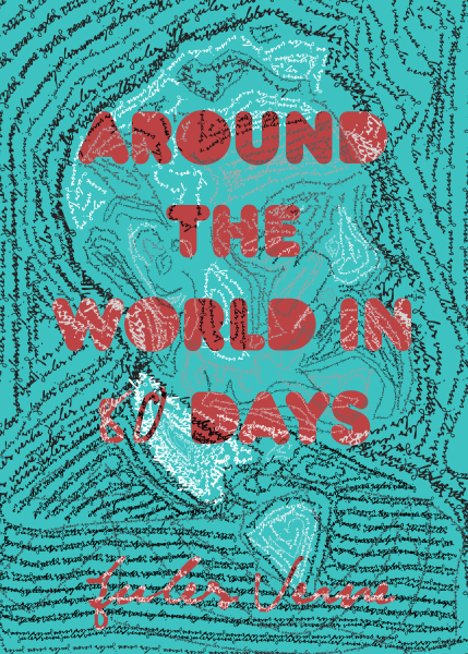 a drawing with words around it that say around the world in days