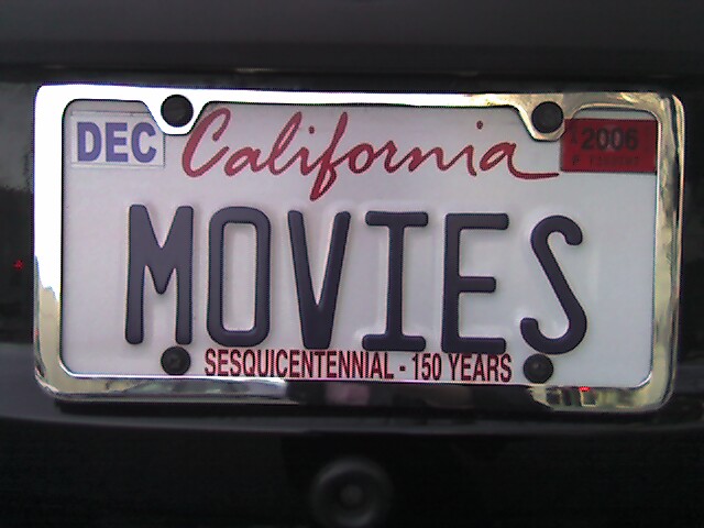 the license plate for a movie that has been vandalized