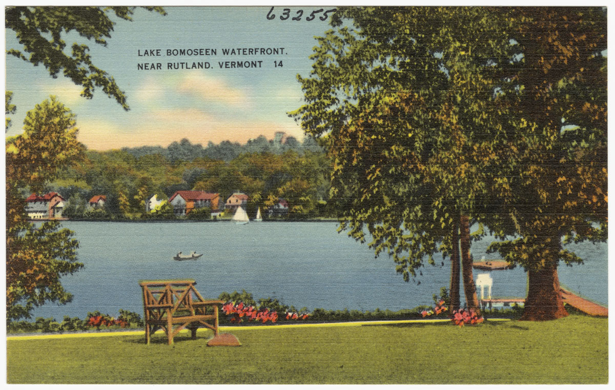 a postcard with an image of lake boasden