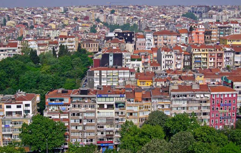 the city of san miguel is shown in this aerial view