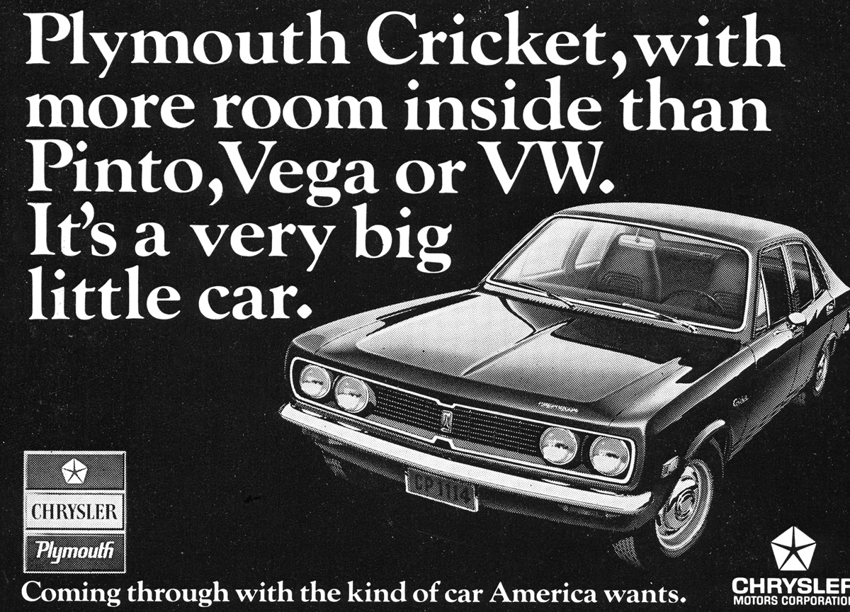 an advertit from the 1970s for a car