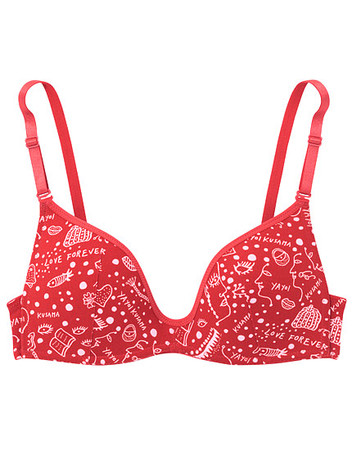 a women's  top with red patterns