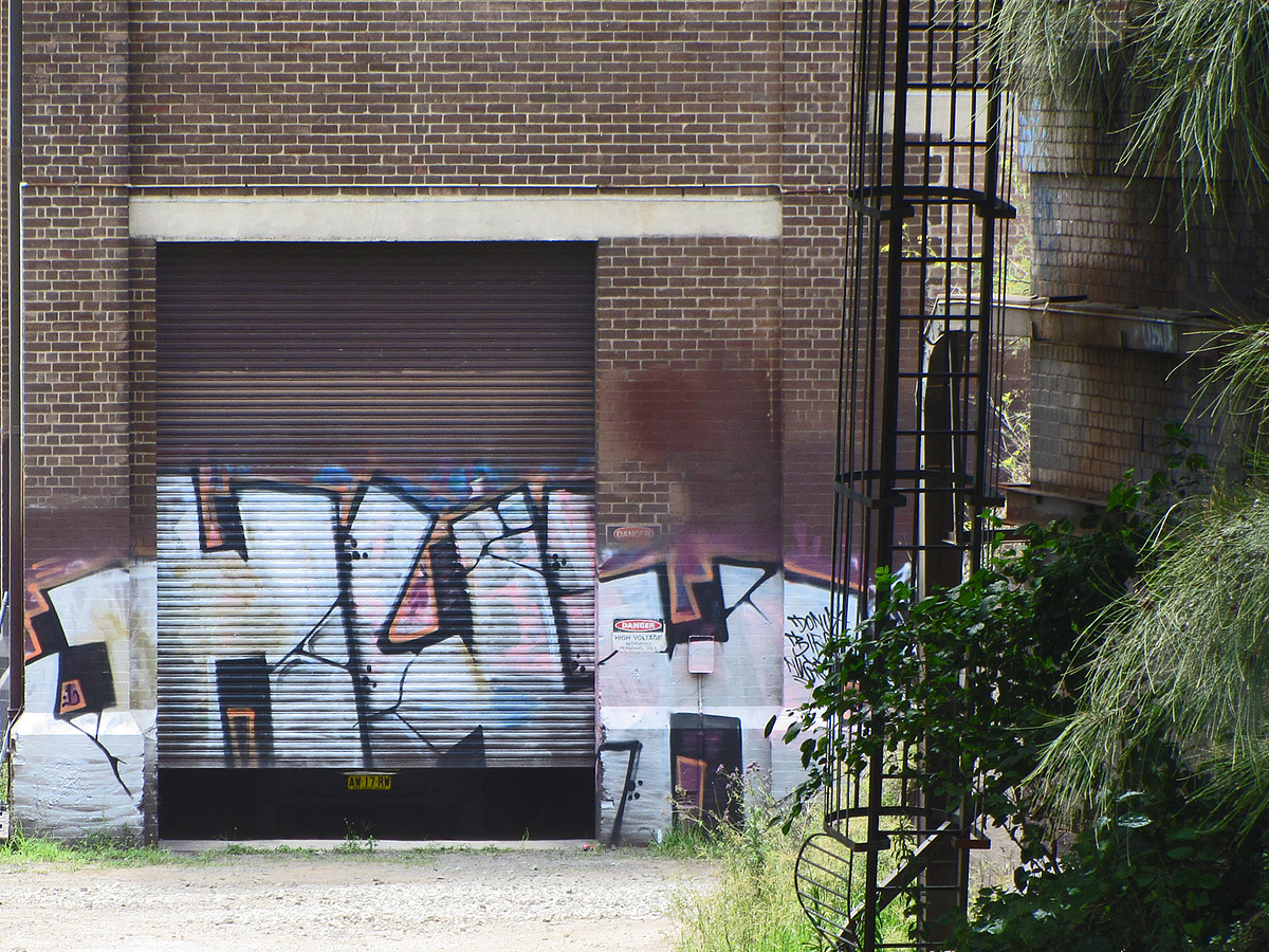 graffiti painted on side of building with red fire hydrant