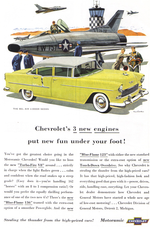 an advertit for a yellow car with a jet on top