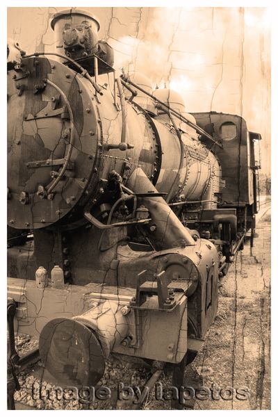 an old black and white picture shows steam - powered locomotives