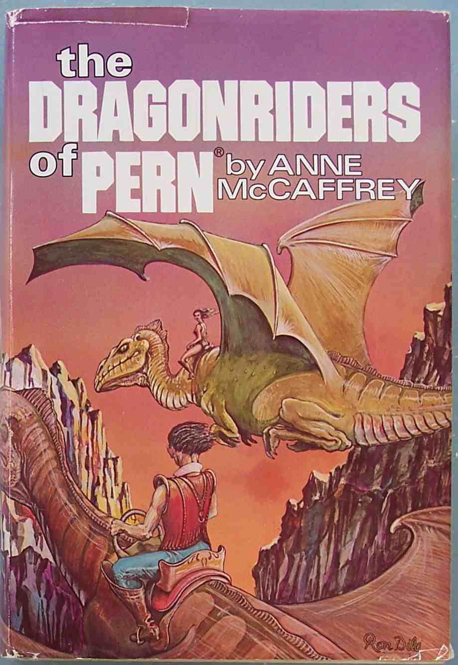 a paperback book cover for the dragon riders of pern