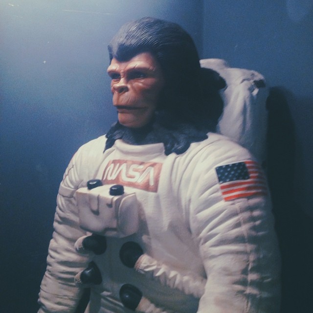 an official nasa mannequin dressed up as the man in white with american flags
