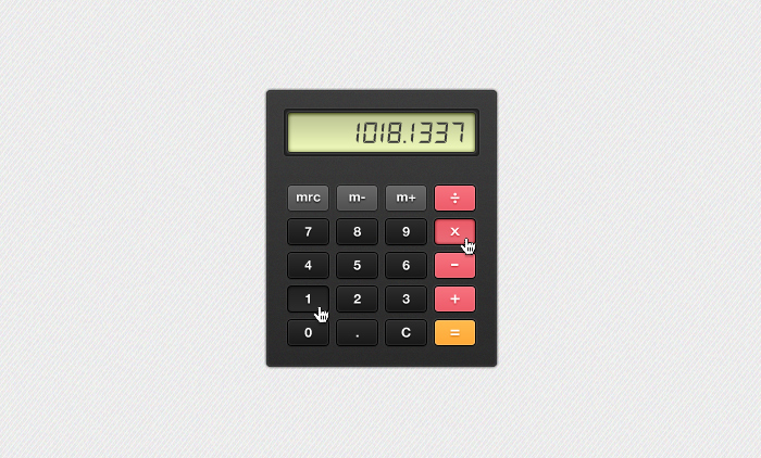 a black calculator sitting on a white surface