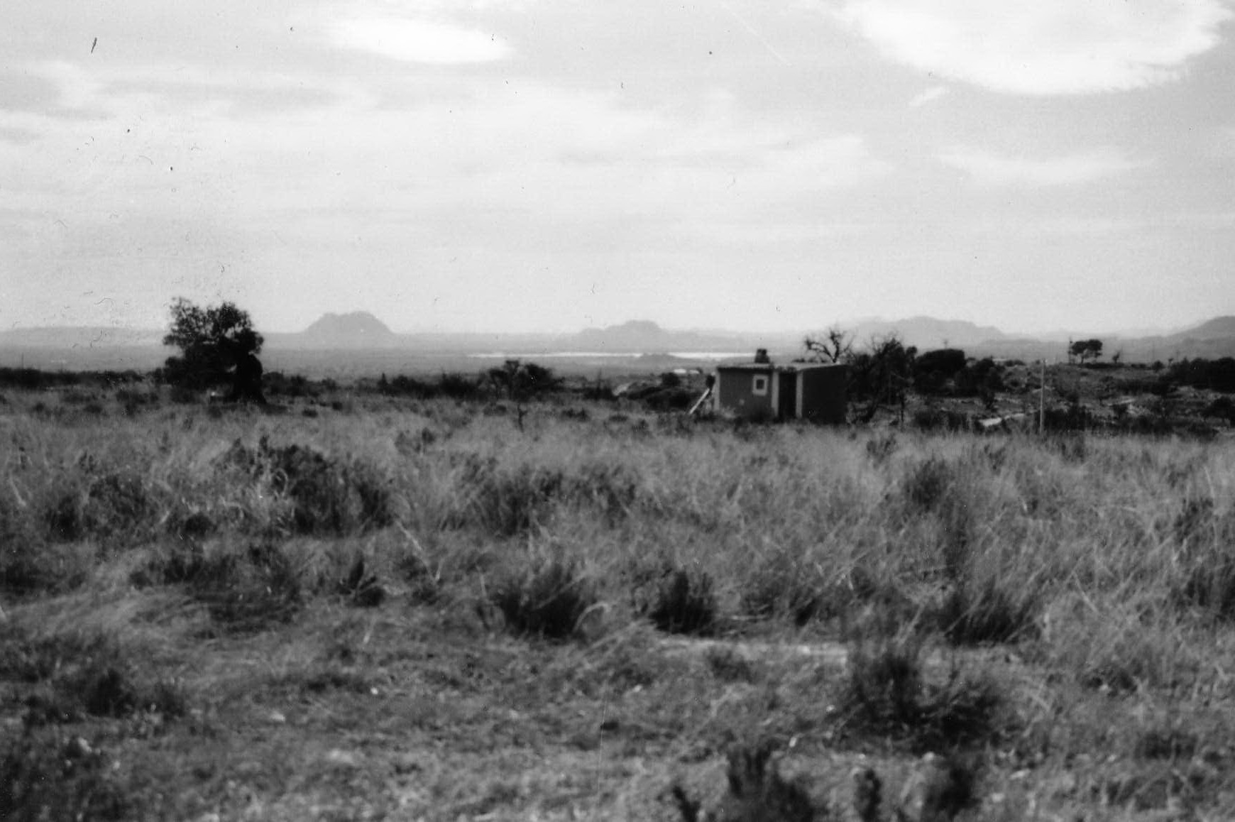 a black and white image of the countryside