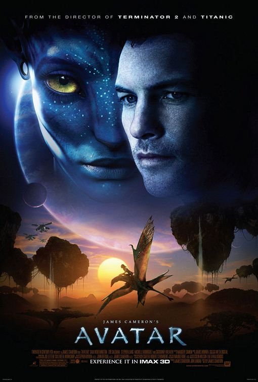 a poster for avatar featuring two men