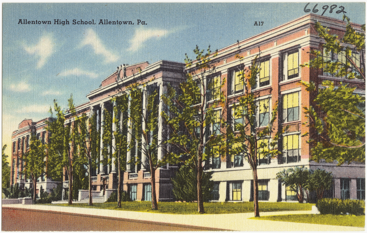 this is an old postcard of a big building