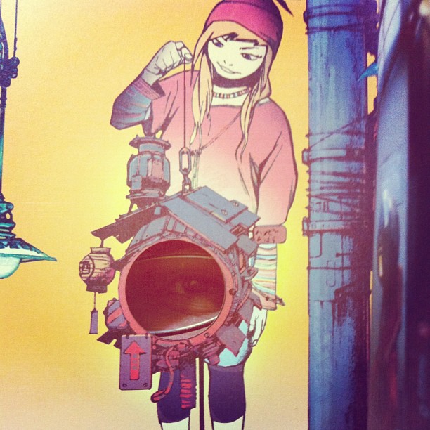 the poster shows a girl standing over a pipe