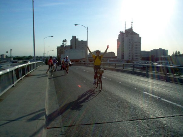 a person on a bicycle in the city