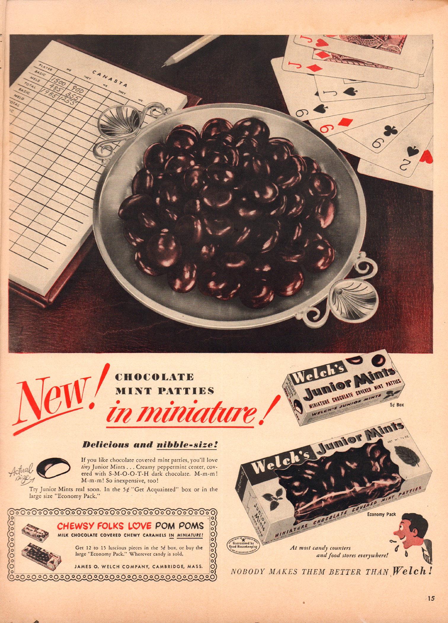 a page from an advertit for chocolates, including candies