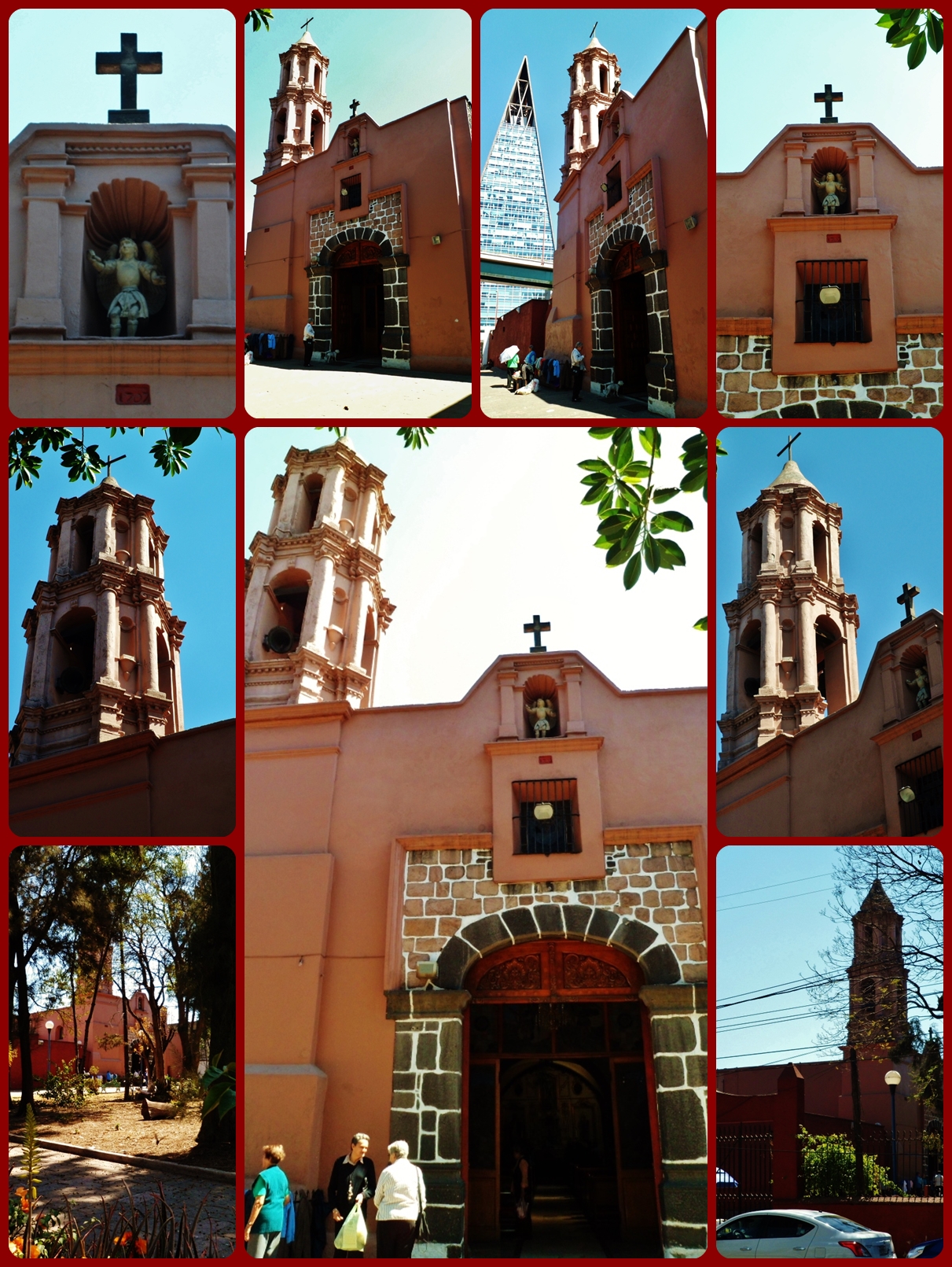 a po collage shows the front and front side of a church