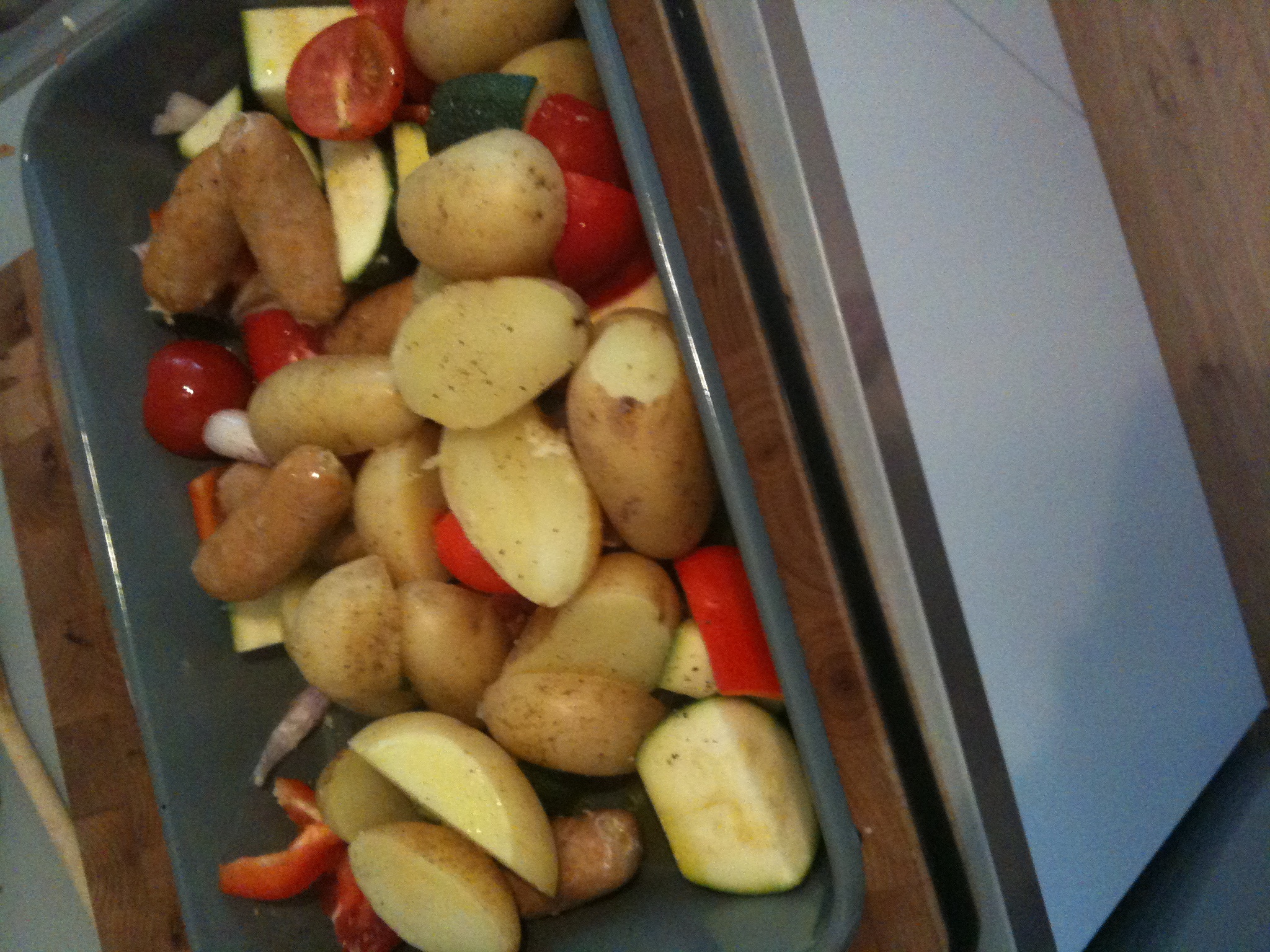 some potatoes and peppers in a bowl
